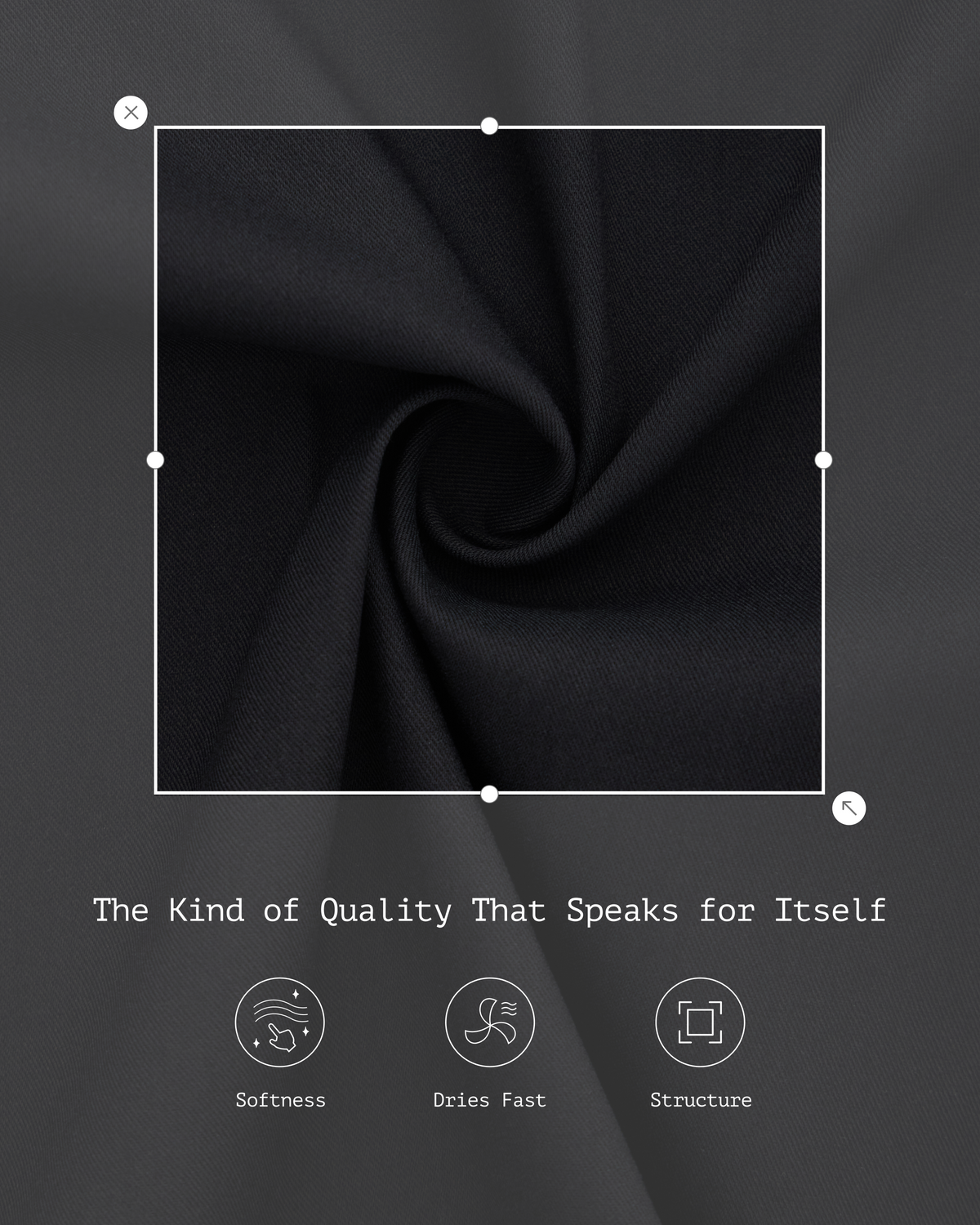 Black fabric texture showing softness, drape, and structure by Sheenfon