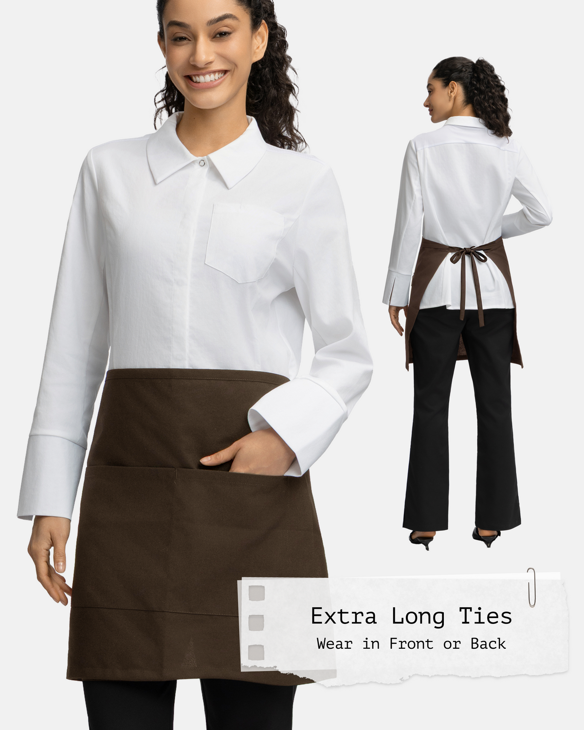 Sheenfon Chef Apron with 3 Pockets and Extra Ties