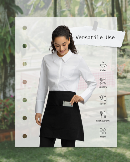 Sheenfon Chef Apron with 3 Pockets and Extra Ties