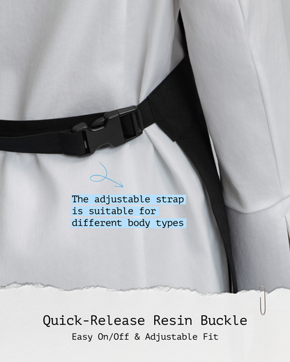 Adjustable waist strap fitting 28 to 48 inches on Black Unisex Bib Apron by Sheenfon