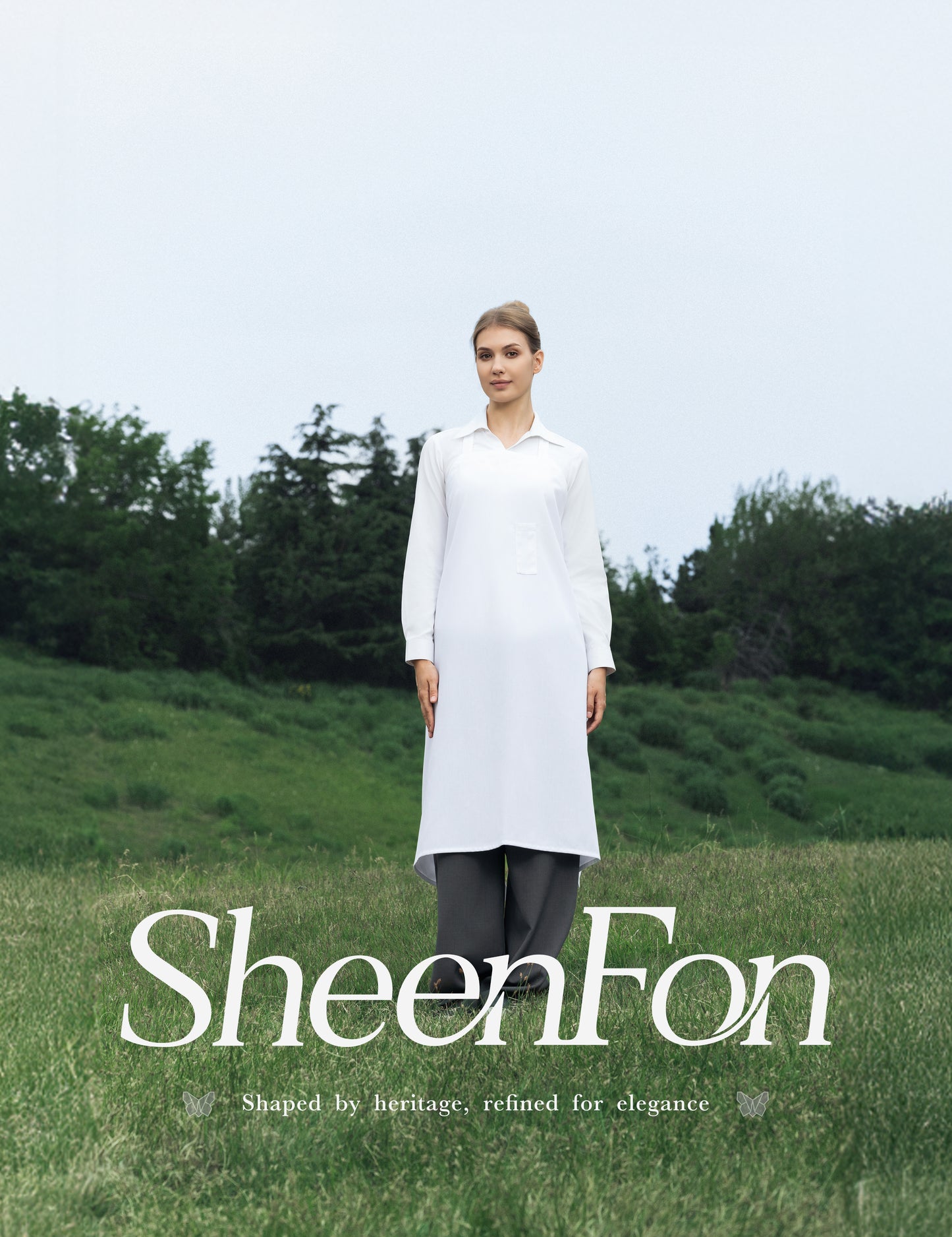 Sheenfon Full-Length Bib Apron with Fixed Neck Strap and Utility Pocket