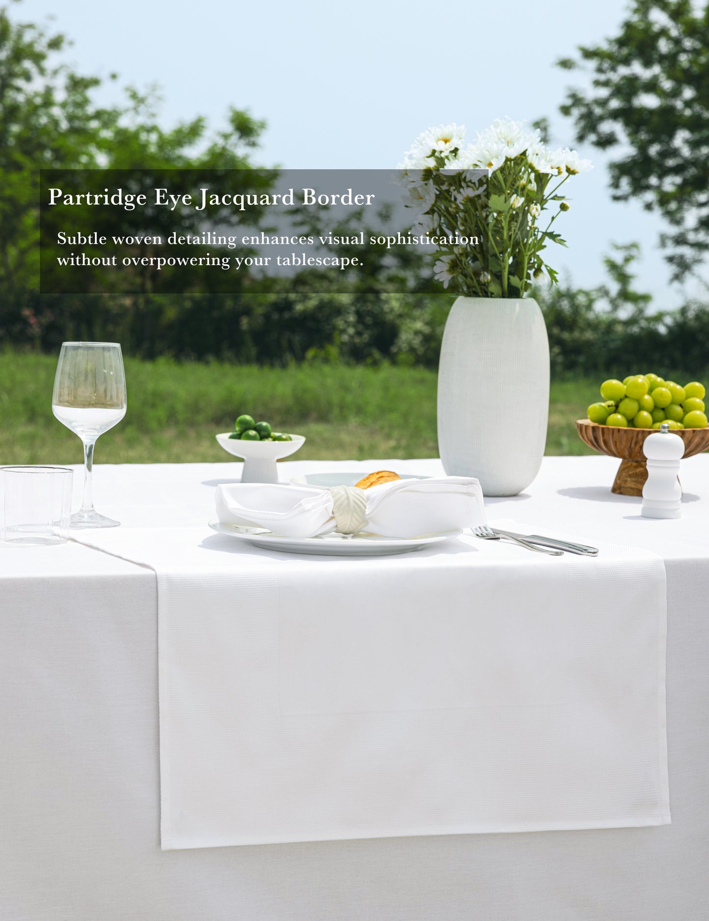 Sheenfon Luxury 100% Cotton Napkin, Partridge Eye Border, Set of 12