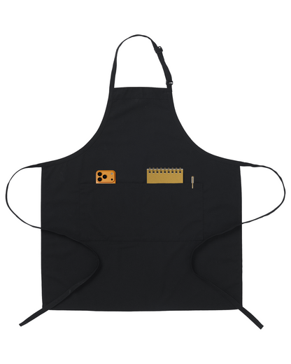 Black Unisex Full-Coverage Kitchen Apron with 2 Pockets by Sheenfon