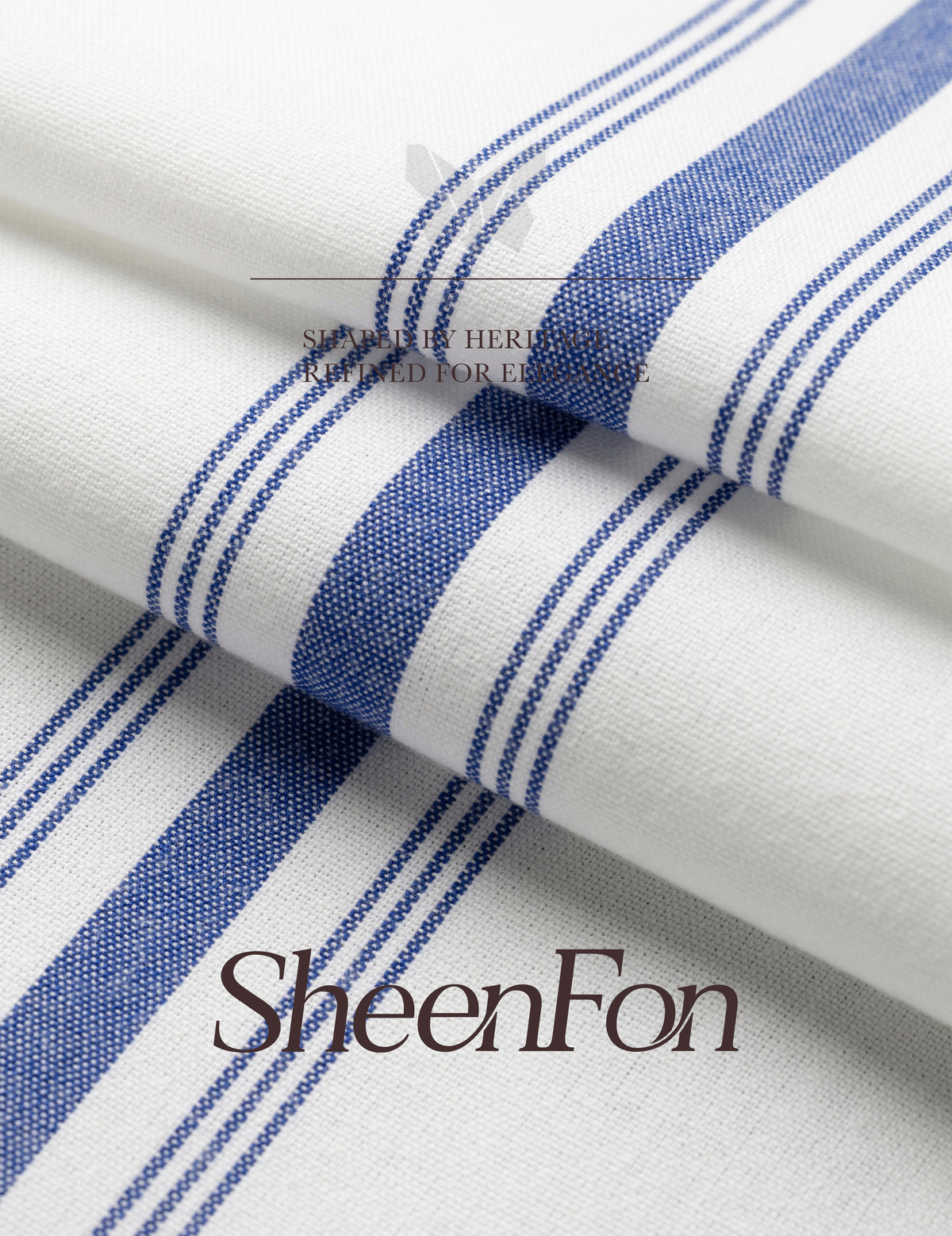 Royal Blue Dual-Stripe Cloth Napkins with Classic Border by Sheenfon
