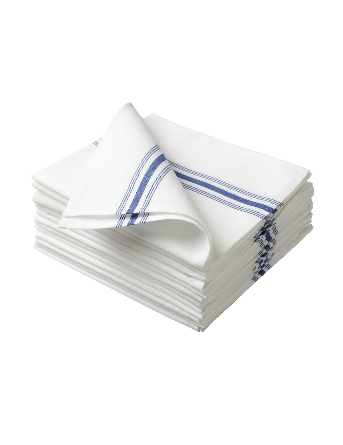 Royal Blue Dual-Stripe Cloth Napkins with Classic Border by Sheenfon
