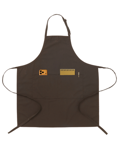 Brown Unisex Full-Coverage Kitchen Apron with 2 Pockets by Sheenfon