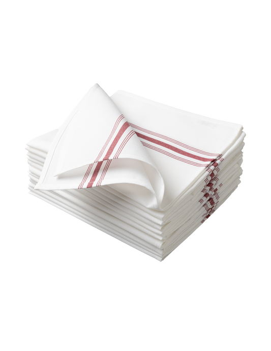 Red Dual-Stripe Cloth Napkins with Classic Border by Sheenfon