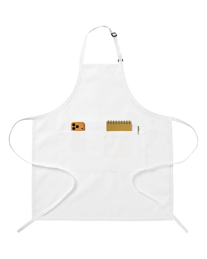 White Unisex Full-Coverage Kitchen Apron with 2 Pockets by Sheenfon