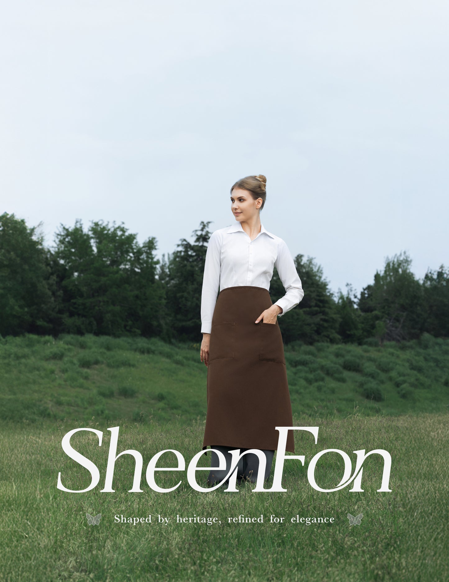 Sheenfon Bistro Waist Apron with Dual Pockets