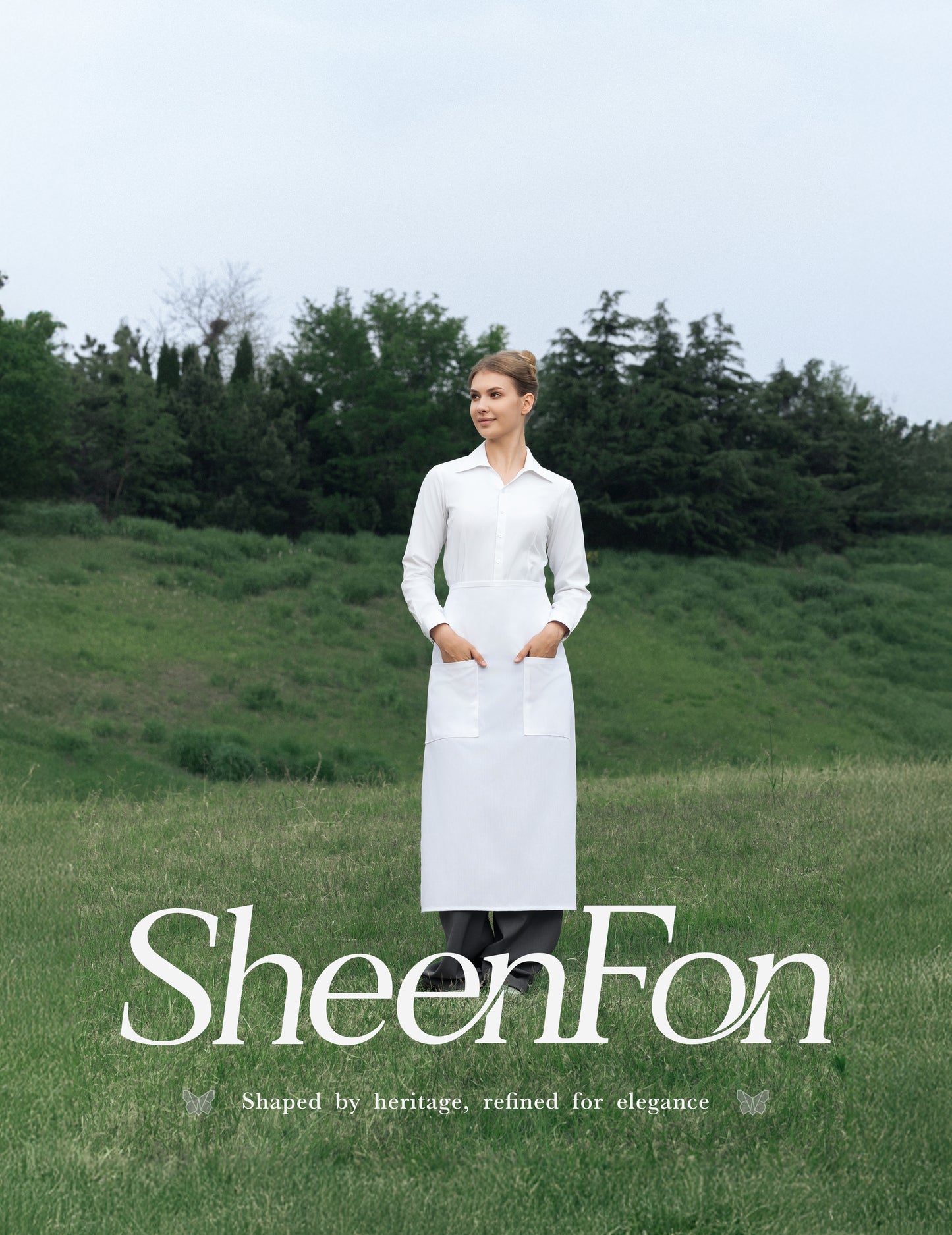 Sheenfon Bistro Waist Apron with Dual Pockets