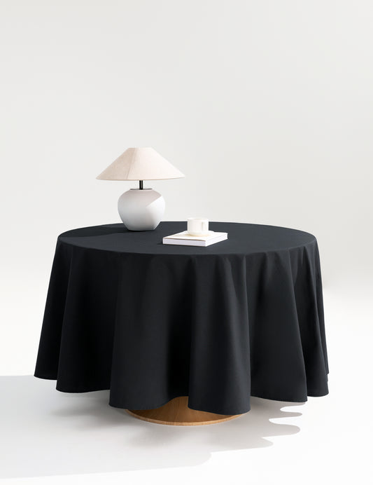 Sheenfon 100% Polyester Tablecloth, Round, Black, Set of 2