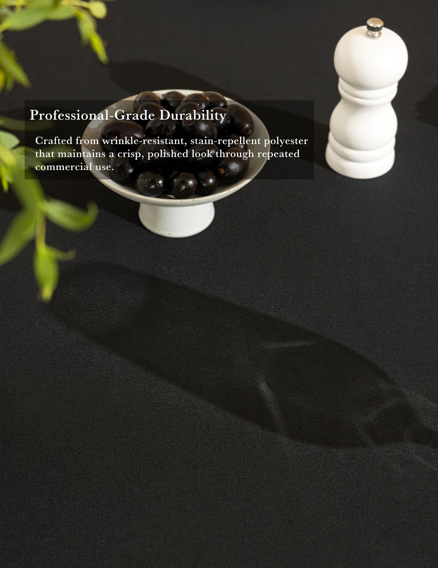 Sheenfon 100% Polyester Tablecloth, Round, Black, Set of 2