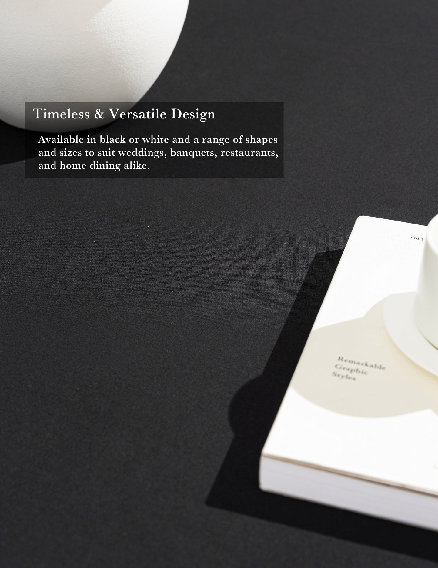 Sheenfon 100% Polyester Tablecloth, Round, Black, Set of 2