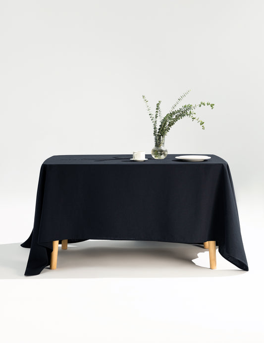 Sheenfon 100% Polyester Tablecloth, Square, Black, Set of 2