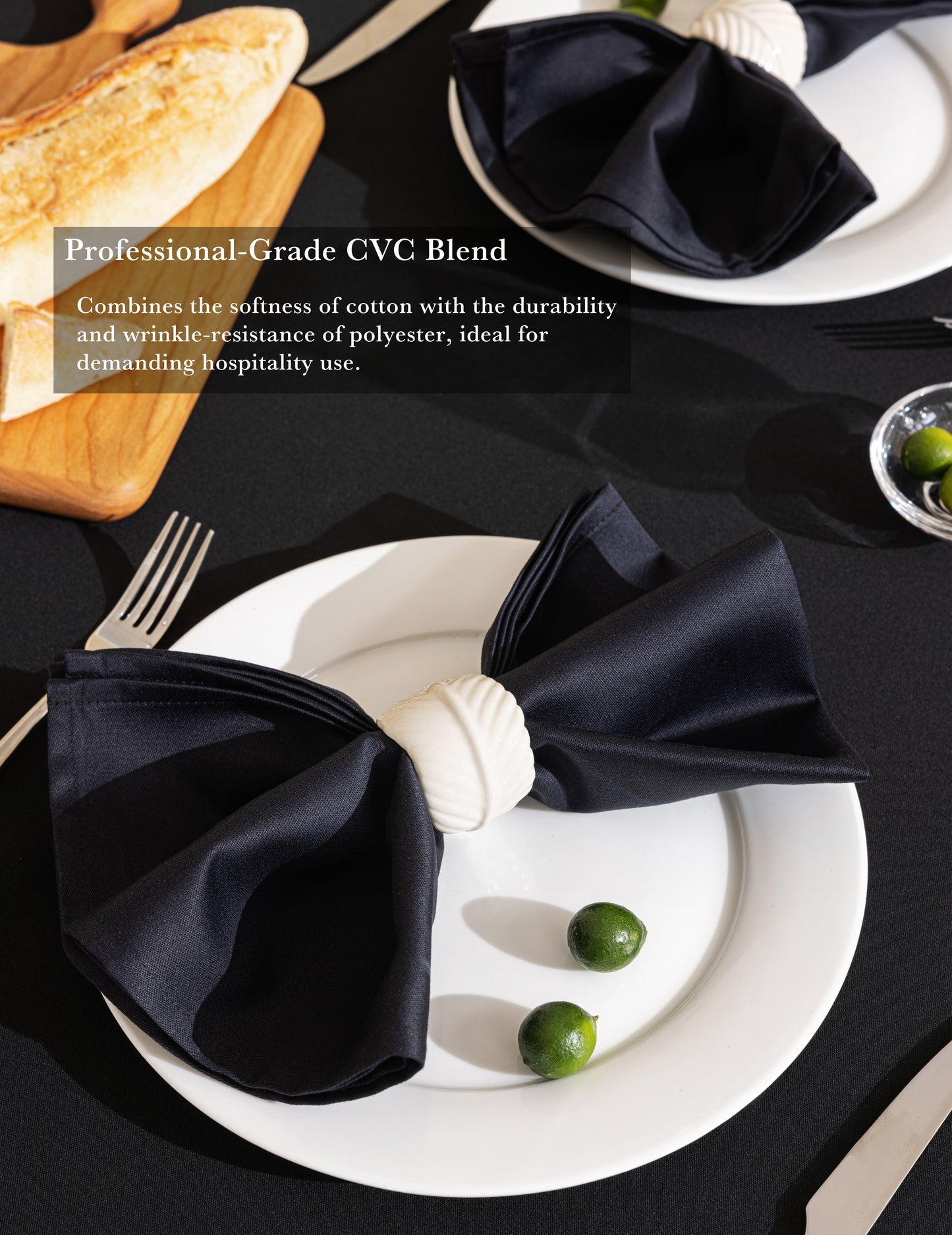 Sheenfon CVC Cloth Napkins – Plain Satin & Satin Band Designs, Set of 12