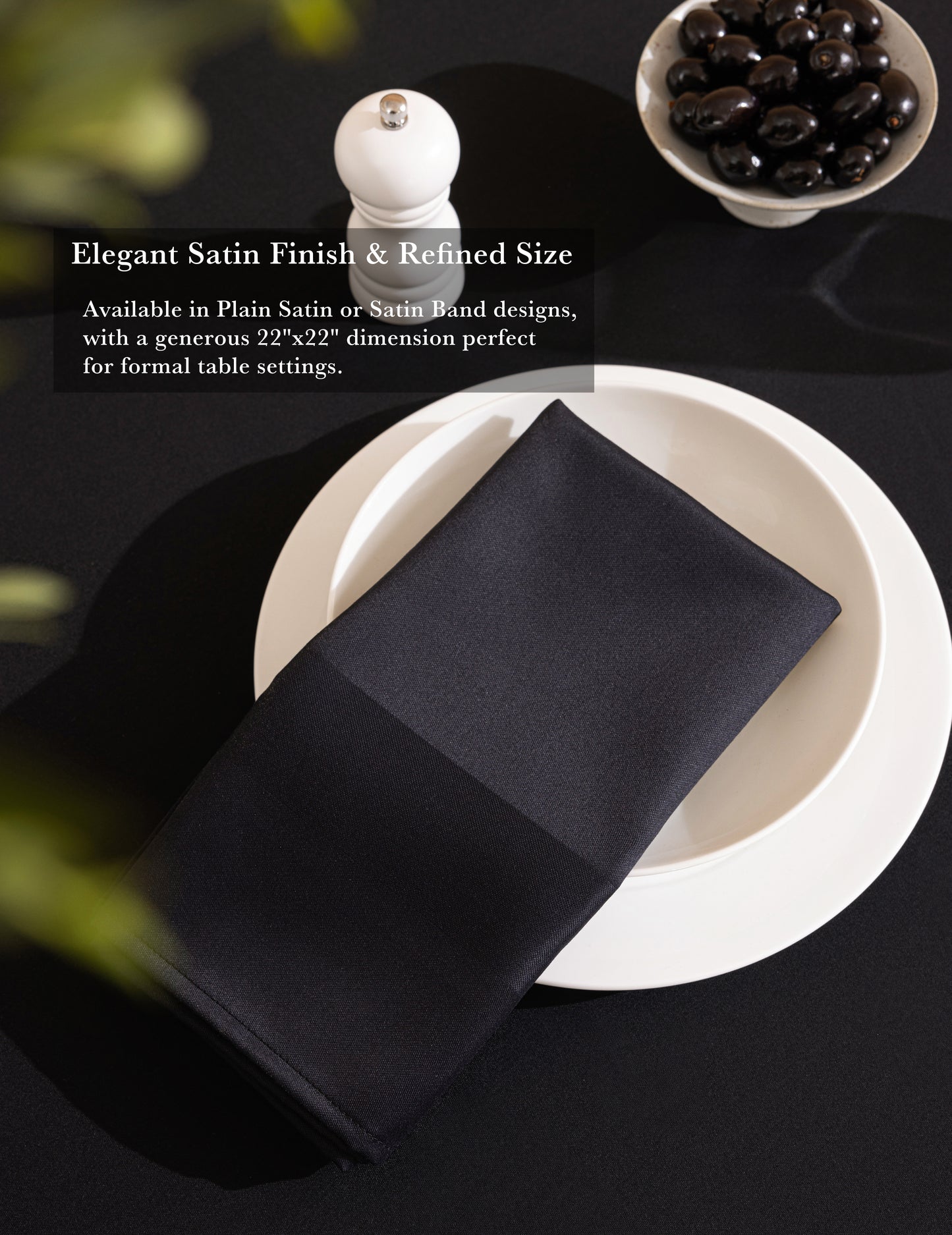 Sheenfon CVC Cloth Napkins – Plain Satin & Satin Band Designs, Set of 12