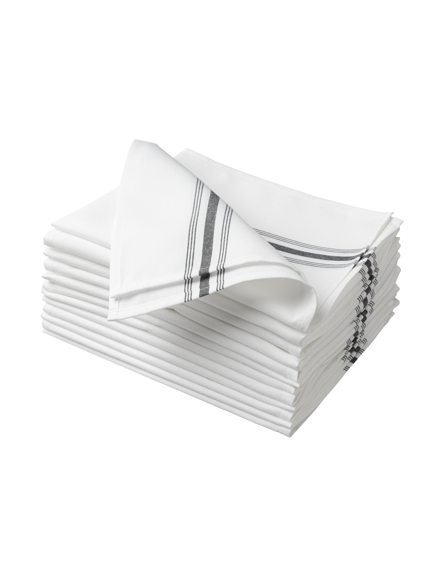Sheenfon Dual-Stripe Border Woven Polyester Napkins, Set of 12