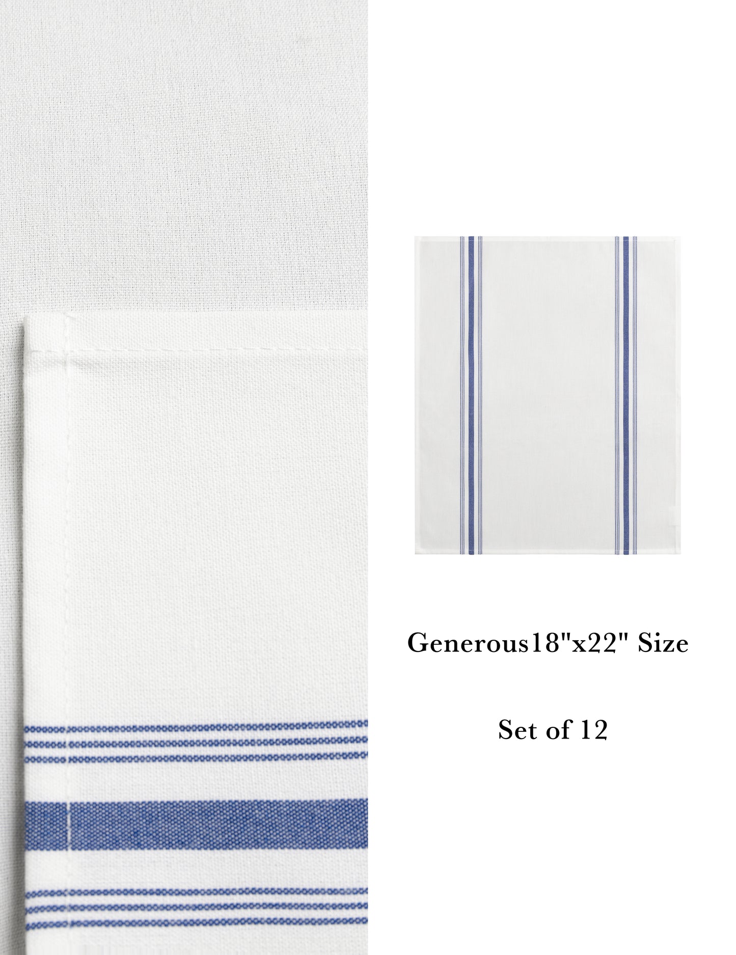 Sheenfon Dual-Stripe Border Woven Polyester Napkins, Set of 12