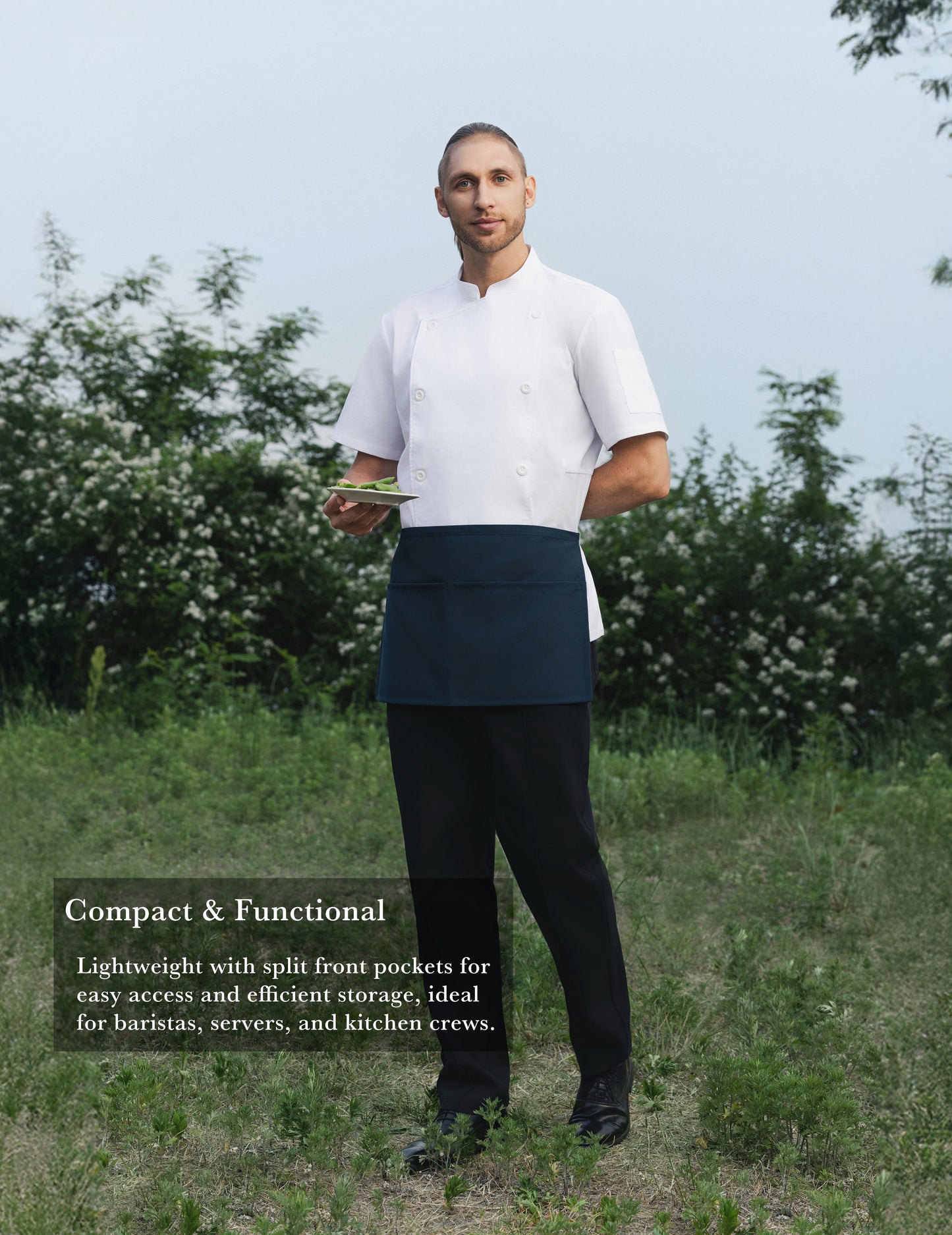 Sheenfon Half Waist Apron with Split Front Pockets