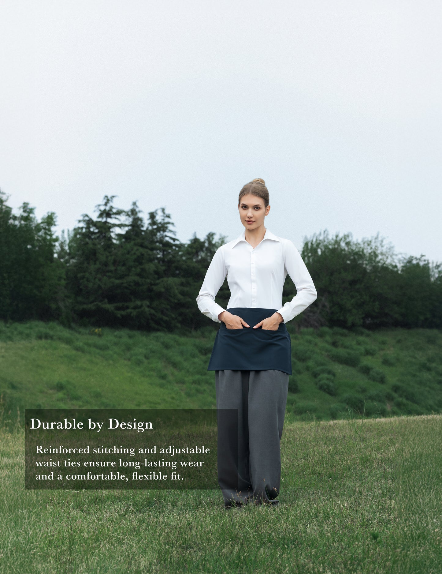 Sheenfon Half Waist Apron with Split Front Pockets