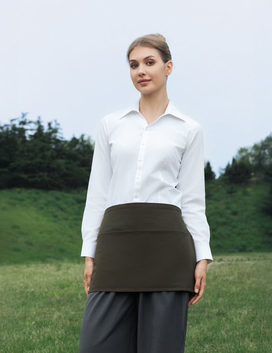 Sheenfon Half Waist Apron with Split Front Pockets