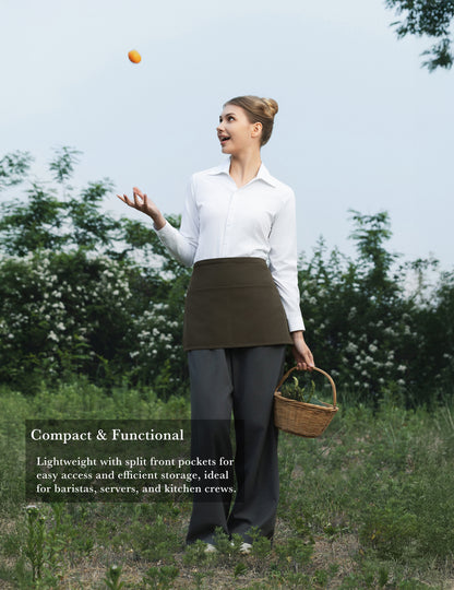 Sheenfon Half Waist Apron with Split Front Pockets