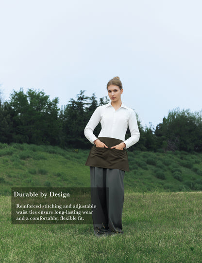 Sheenfon Half Waist Apron with Split Front Pockets