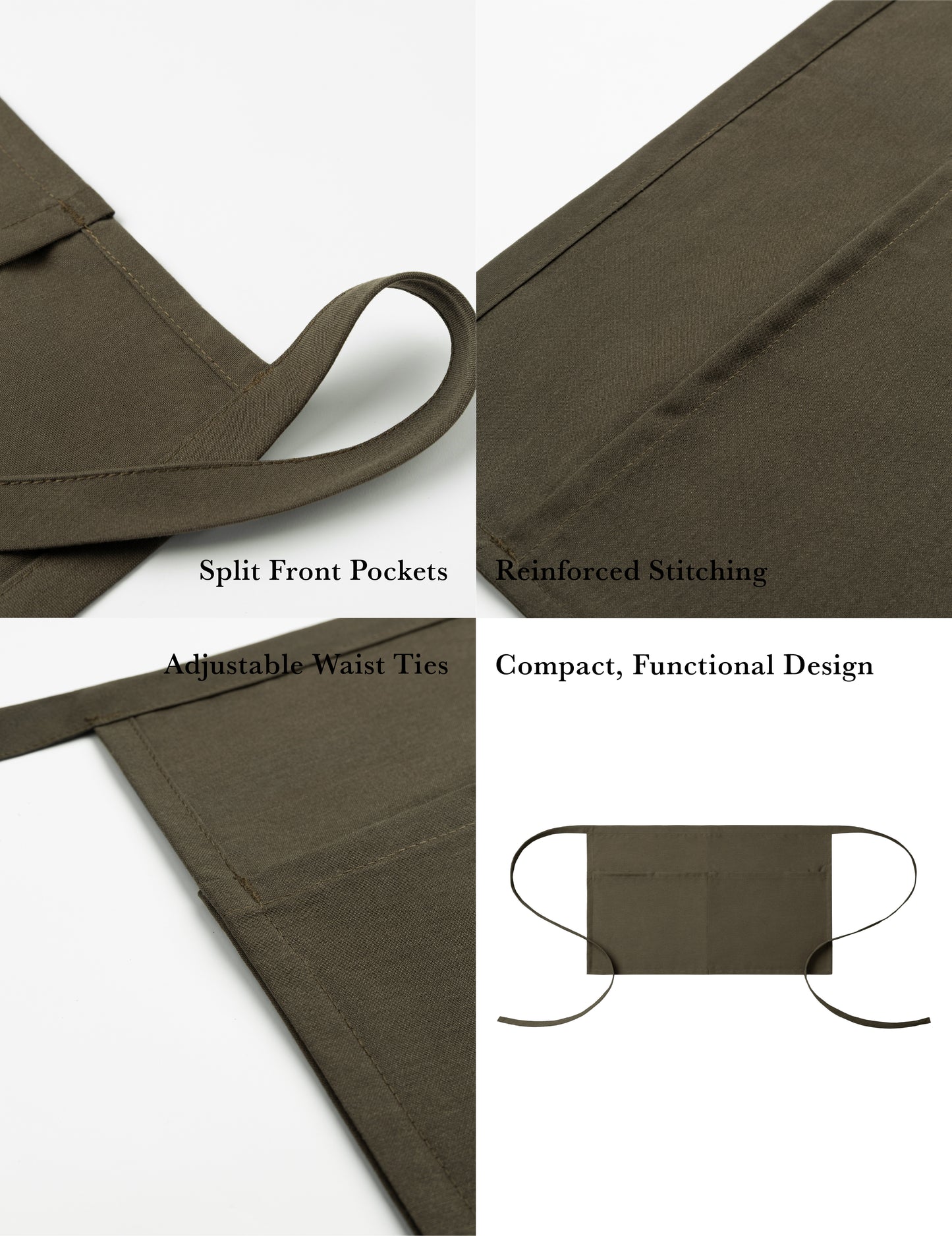 Sheenfon Half Waist Apron with Split Front Pockets