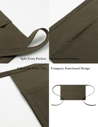 Sheenfon Half Waist Apron with Split Front Pockets