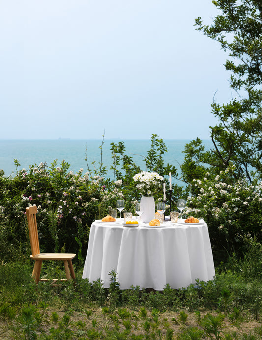 Sheenfon 100% Polyester Tablecloth, Round, White, Set of 2