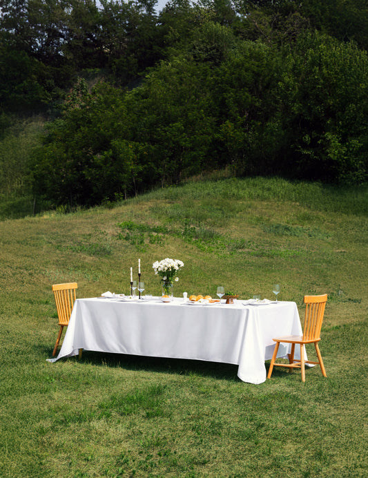 Sheenfon 100% Polyester Tablecloth, Square, White, Set of 2