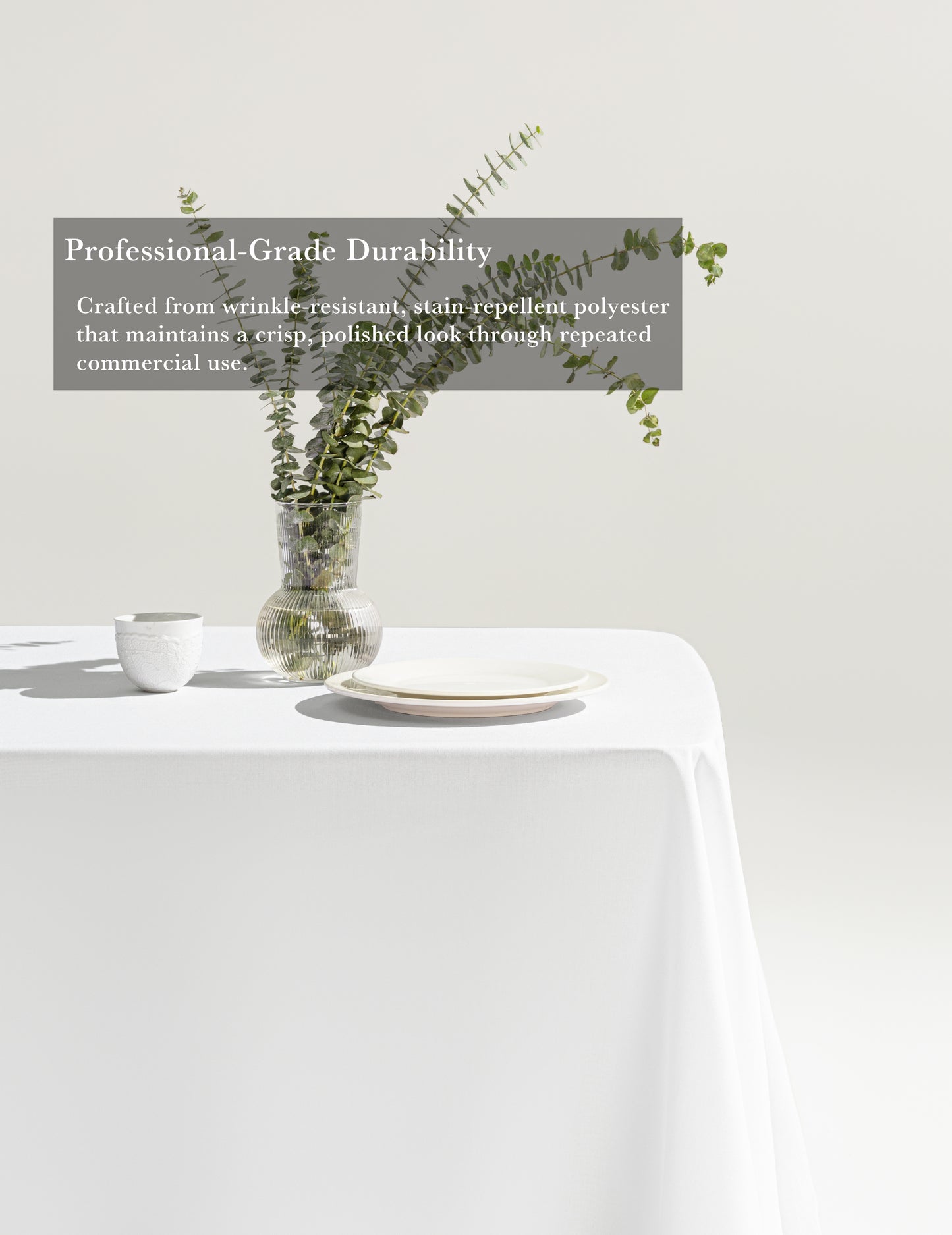 Sheenfon 100% Polyester Tablecloth, Square, White, Set of 2